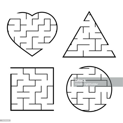 Vetores De Um Conjunto De Labirintos Fáceis Círculo Quadrado Triângulo