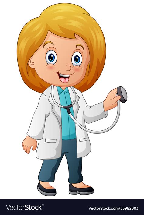 Beautiful Young Lady Doctor Holding Stethoscope Vector Image