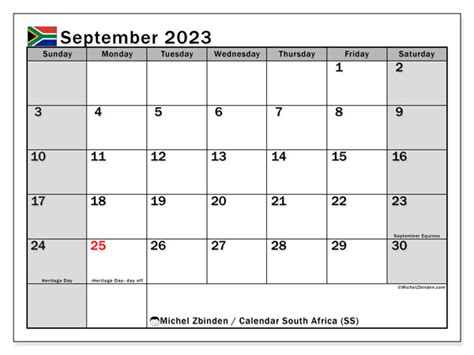 South Africa September 2023 Calendar With Holidays Images And Photos