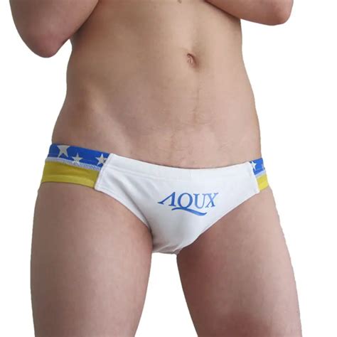 Aqux Ultra Low Waisted Male Swimming Trunks Sexy Tight Swimwear