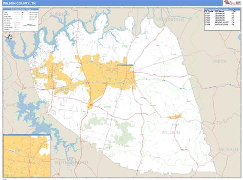 Wilson County Tennessee Zip Code Wall Map