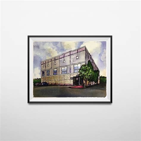 Pam Beesly The Office Building Watercolor Painting Poster Dunder