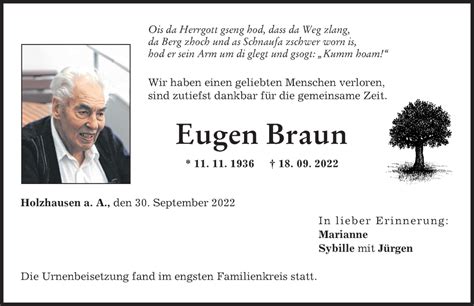 Traueranzeigen Von Eugen Braun Augsburger Allgemeine Zeitung