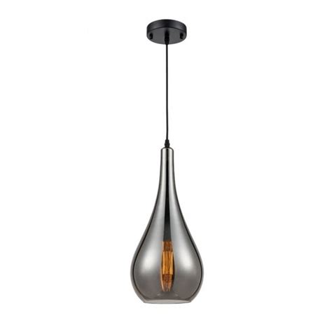 Franklin Droplet Modern Ceiling Pendant Light With Smoked Glass Sus187