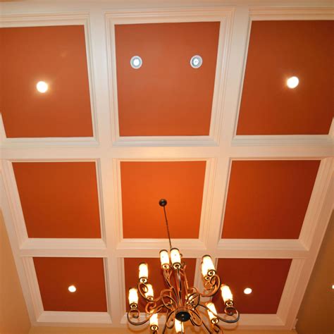 A recess in a ceiling that resembles an inverted tray. The Cambridge Great Room Coffered Tray Ceiling | Ceiling ...