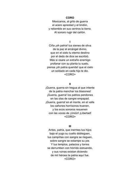Himno Nacional Mexicano Letra Corto Slidesharetrick