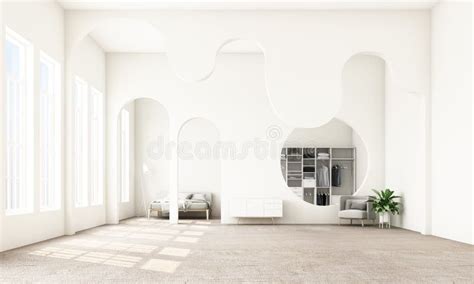 Abstract Interior Designliving Area And Bedroom With Architectural