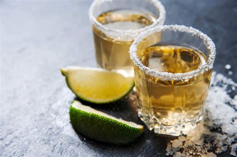 Tequila Shots With Lime Slice Stock Photo Image Of Alcohol Drinking