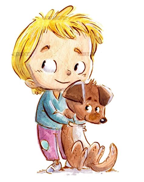 Child Hugging A Dog Hug Illustration Childrens Book Characters Cute