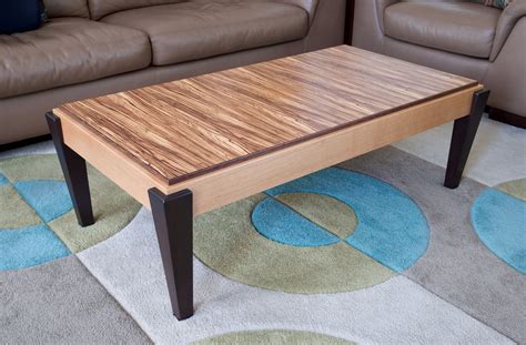 Coffee Table Zebrawood Veneer White Oak Wenge And Brown Dyed White