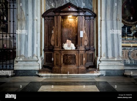 Priest In Confession Booth In The Basilica Di Santa Maria Maggiore