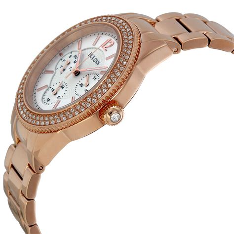 Bulova Womens Quartz Swarovski Crystal Accents Gold Tone 38mm Watch