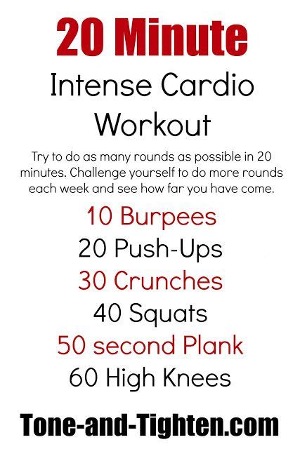 20 Minute Intense Cardio Workout How Many Rounds Can You Do Cardio