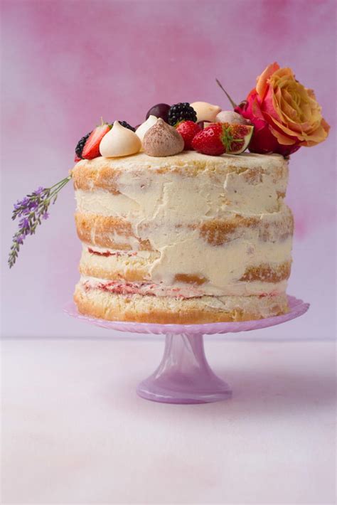 This recipe yields tall and sturdy vanilla cake layers that are great stacking. Vanilla Naked Cake | RecipeLion.com