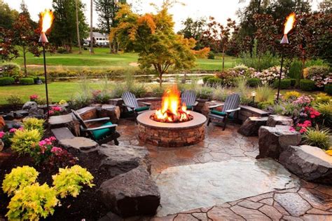 Awesome Idea A Circular Seating Area With A Round Fire Pit In The