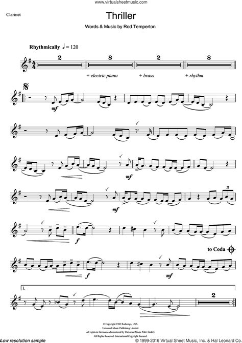 An edition of bb clarinet intermediate level master solos (1975). Jackson - Thriller sheet music for clarinet solo PDF
