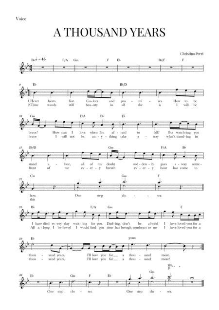 A Thousand Years Vocal Lead Sheet By Christina Perri Digital Sheet