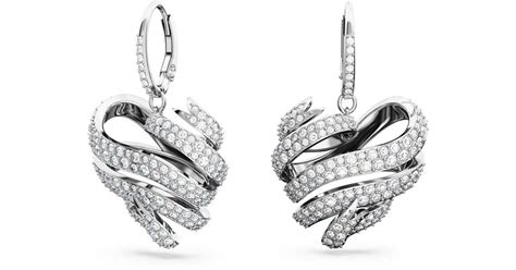 Swarovski Crystal Heart Volta Stud Earrings In Metallic Lyst