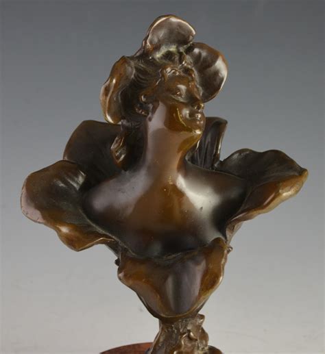 Art Nouveau Bronze Flower Girl Bust After Emmanuel Villanis Ebth