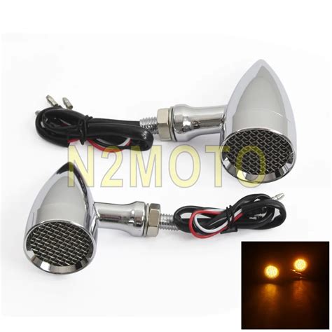 Chrome Turn Signal Light Indicator Motorcycle Led Mesh Grill Cover