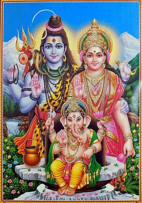 Buy Shiva Parvati With Ganesha Poster Lord Shiva Painting Shiva Art