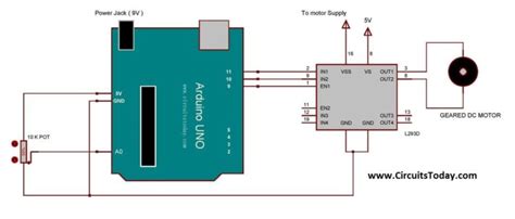 Arduino Gear Motor Interface Using Ic L293d Motor Driver