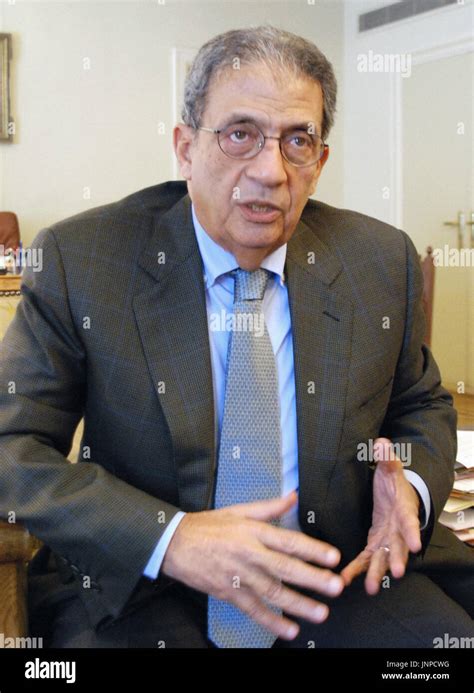 cairo egypt arab league secretary general amr moussa speaks in an interview with kyodo news