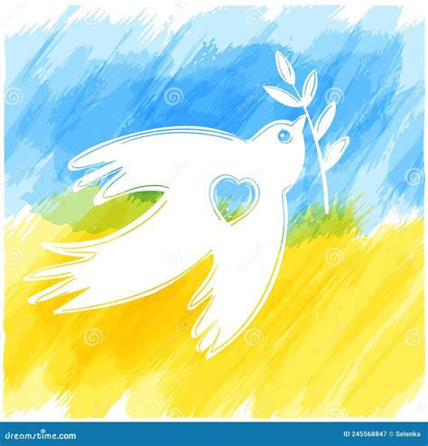 Pigeon Of Peace Cartoon Vector Illustration On White Backgroundvector
