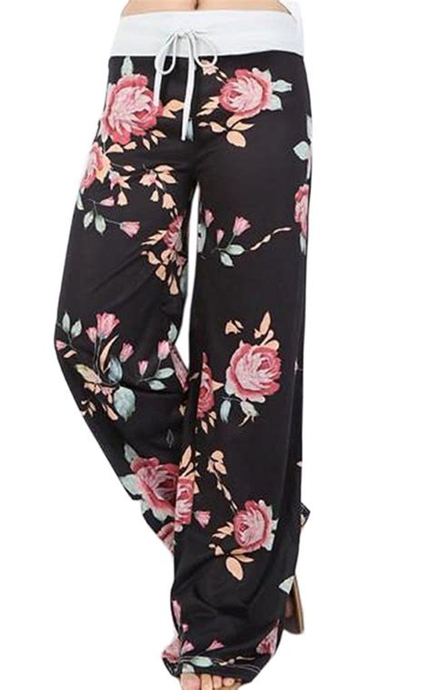 angashion women s high waist casual floral print drawstring wide leg pants shop2online best
