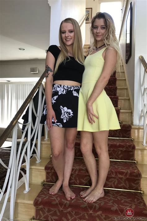 Paris White And Riley Star Strip On Stairs Beautiful Leg