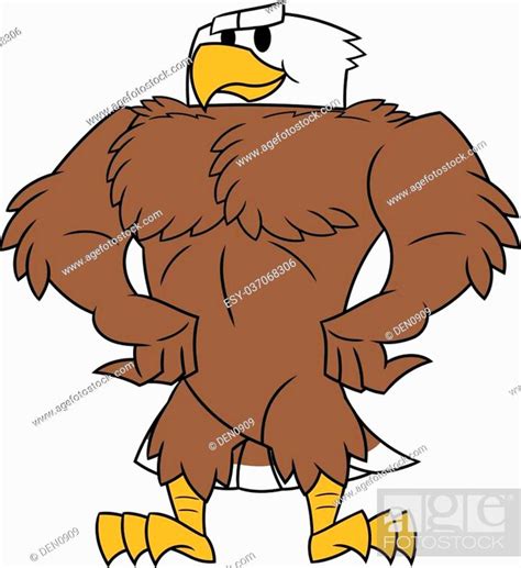 Illustration Of The Strong Eagle Standing And Posing White Background