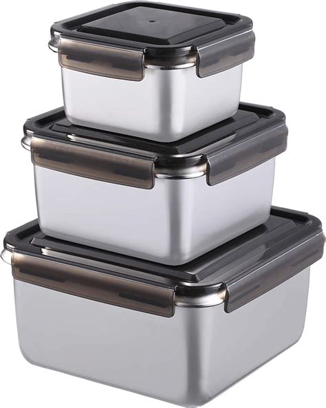 316 medical stainless steel food containers 5050ml total capacity set of 3 sizes