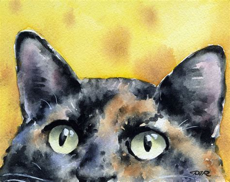 Tortie Cat Art Print Tortoiseshell Watercolor By K9artgallery