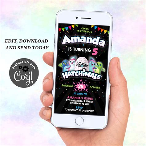 Electronic Birthday Party Invitation Birthday Party Mobile Etsy