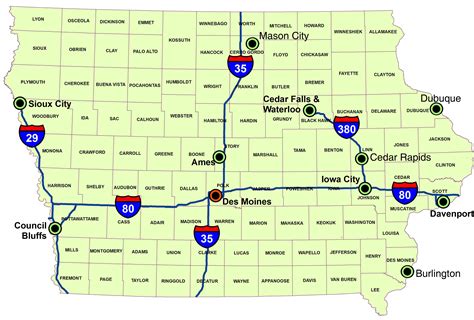 Map Of Iowa Map Of Major Interstate Highways