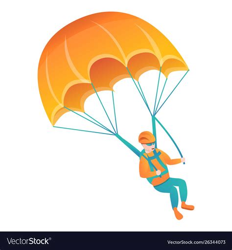 Orange Man Parachute Icon Cartoon Style Royalty Free Vector
