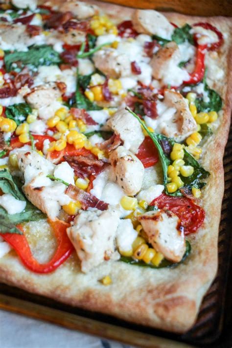 Ranch dressing over each naan bread. Bacon Ranch Chicken Pizza - thekittchen