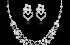 jewelry sets necklace wedding imitation earring rhinestone pearls valentine bridal silver women
