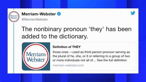 Merriam Webster Non Binary Pronoun They Is Word Of Year