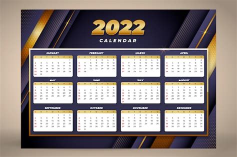 Free Vector Abstract Paper Style 2022 Calendar