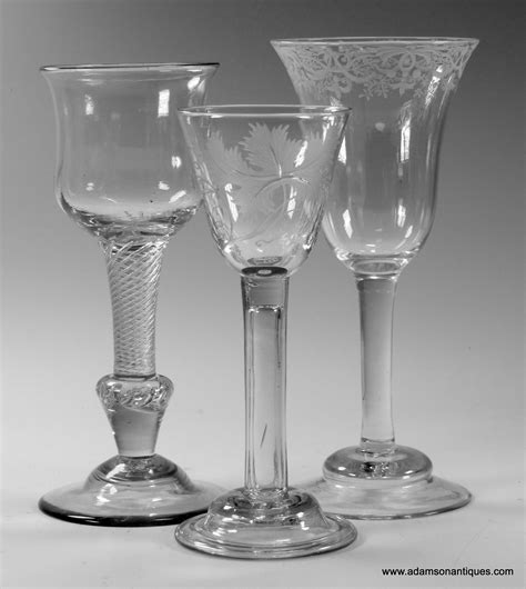 Adamson Antiques Engraved Hollow Stem Wine Glass