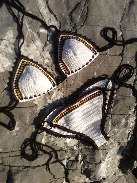 crochet bikini set in milky white marsha crochet trim bikini etsy crochet bikini set