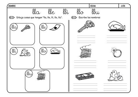 Fichas De Lectoescritura Y Vocabulario Con La Ll