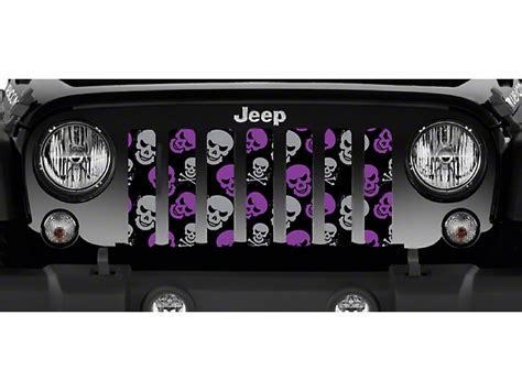 Jeep Wrangler Grille Insert Purple And Gray Skulls 87 95 Jeep