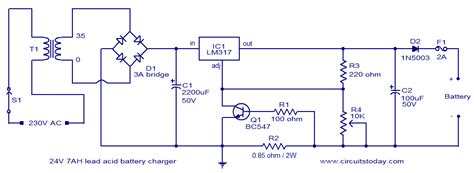 This wiring diagram was prepared by victron energy to show how one of their systems would go together. 24V lead acid battery charger circuit
