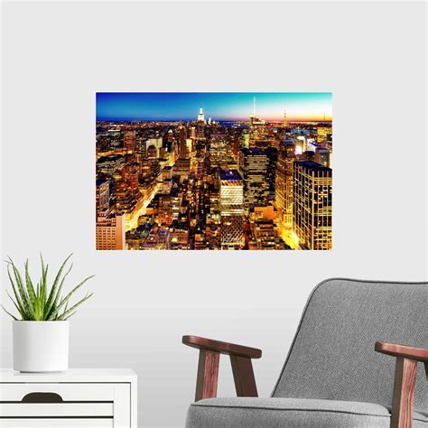 The wellington tv stand is practical and maintains a modern decor. Manhattan Skyline at Night Poster Art Print, New York City ...