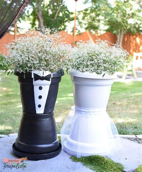 Adorable Bride And Groom Wedding Flower Pots Interior Frugalista