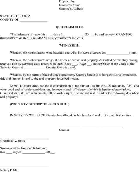 Download Georgia Quitclaim Deed Form For Free Page 2 Formtemplate