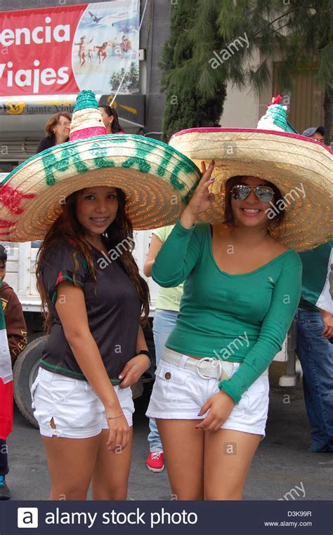Street Shot Mexico Two Young Mexican Women In Large