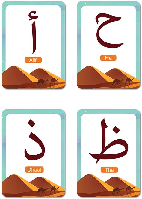 Arabic Alphabet Flash Cards For Kids And Adults 28 Glossy Laminated